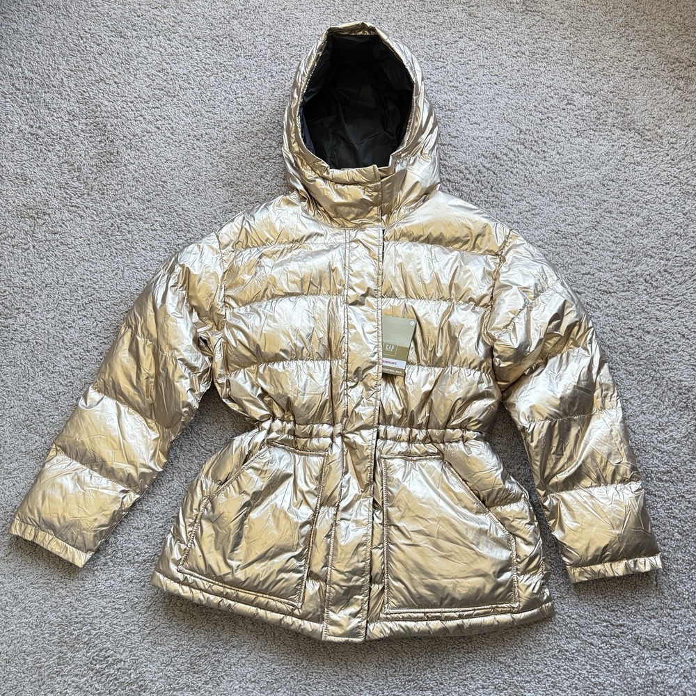 GAP Puffer Coat Max Gold Metallic Womens Medium NWT PrimaLoft‎ ColdControl